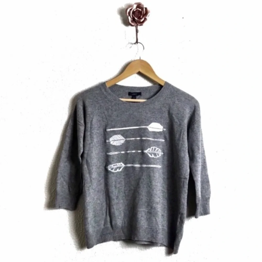 J. Crew Feathers Gray Rabbit Hair Blend Sweater Small‎